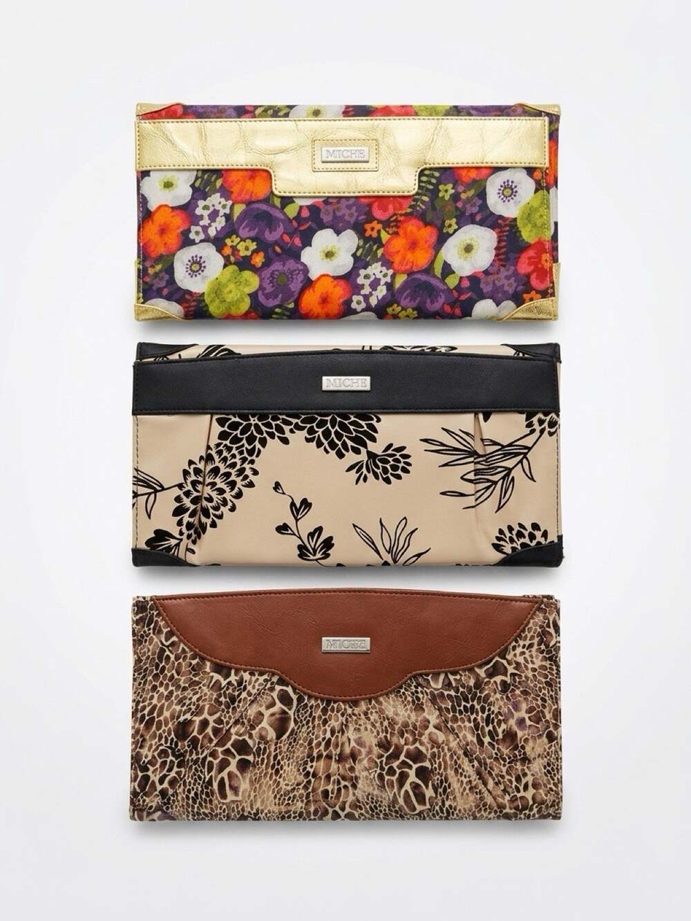 MICHE Elizabeth, Raquel Bag Purse Trifold Covers ONLY LOT of 3 shells Floral